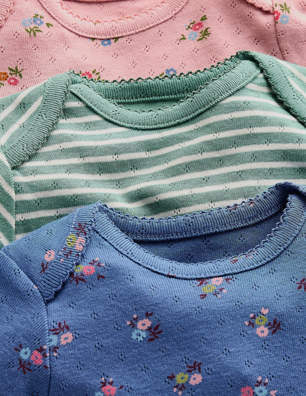 3-pack Pointelle Bodies-Pink/Blue Ditsy Floral