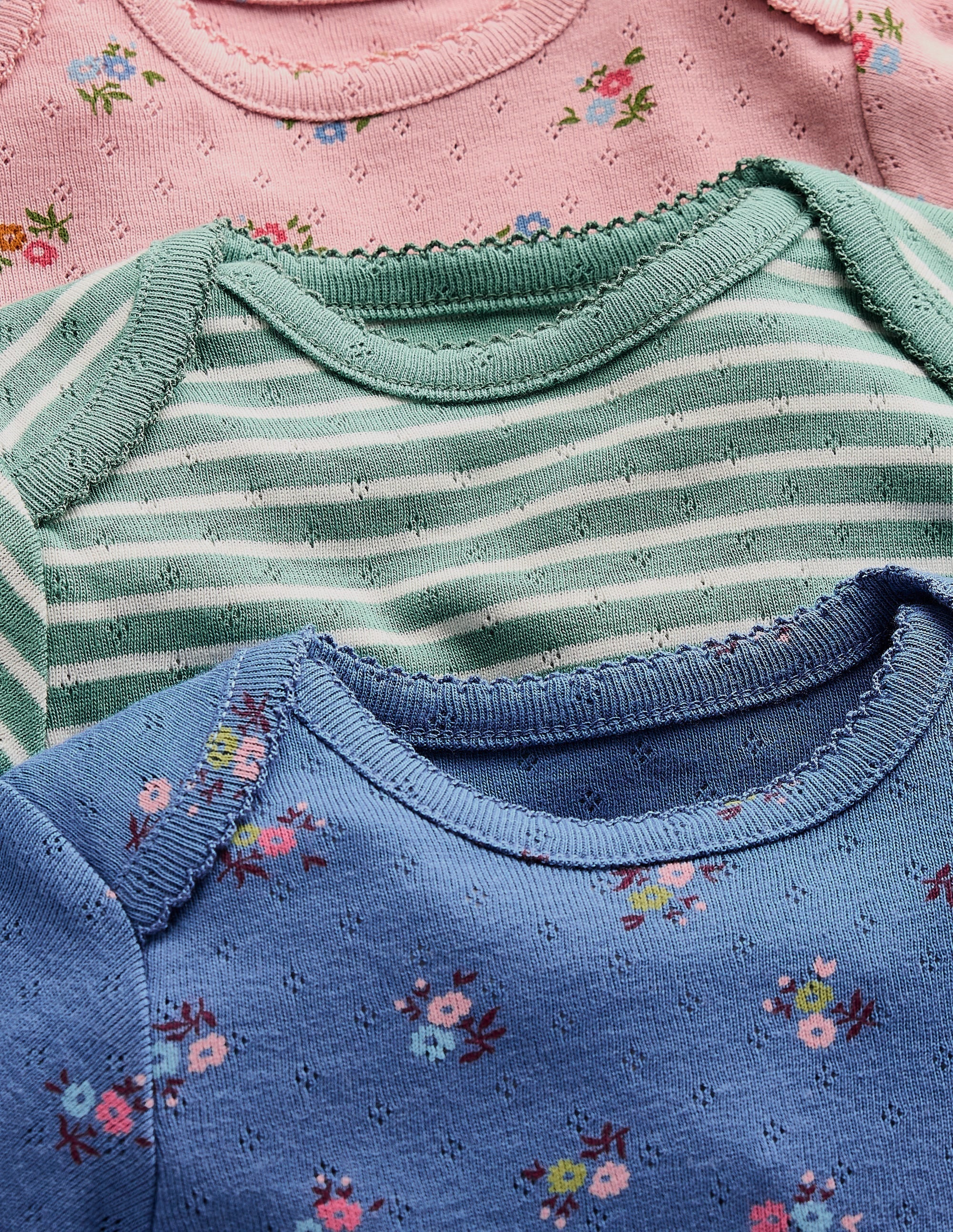 3-pack Pointelle Bodies-Pink/Blue Ditsy Floral