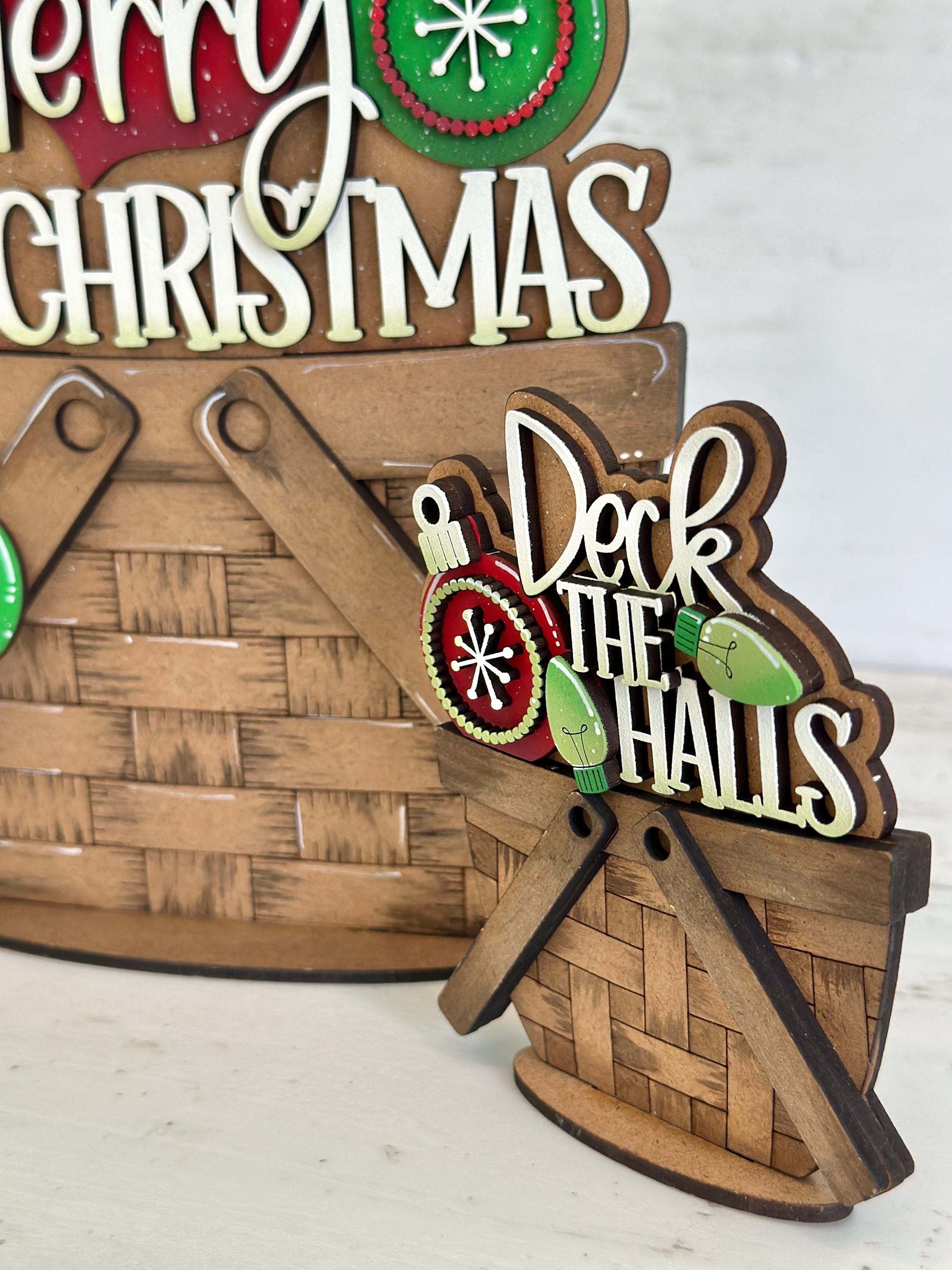 Merry Christmas For The Flower Basket Interchangeable File SVG, TINY Holiday, Ornaments, Tiered Tray, Glowforge, LuckyHeartDesignsCo